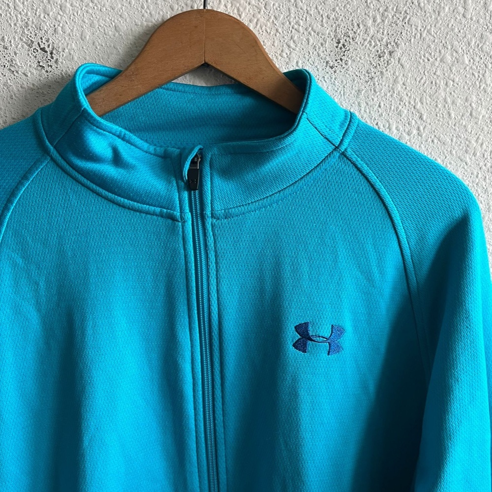 Under Armour Men's Light Blue Full Zip Fleece Jacket Size XL Loose Fit - Picture 4 of 11